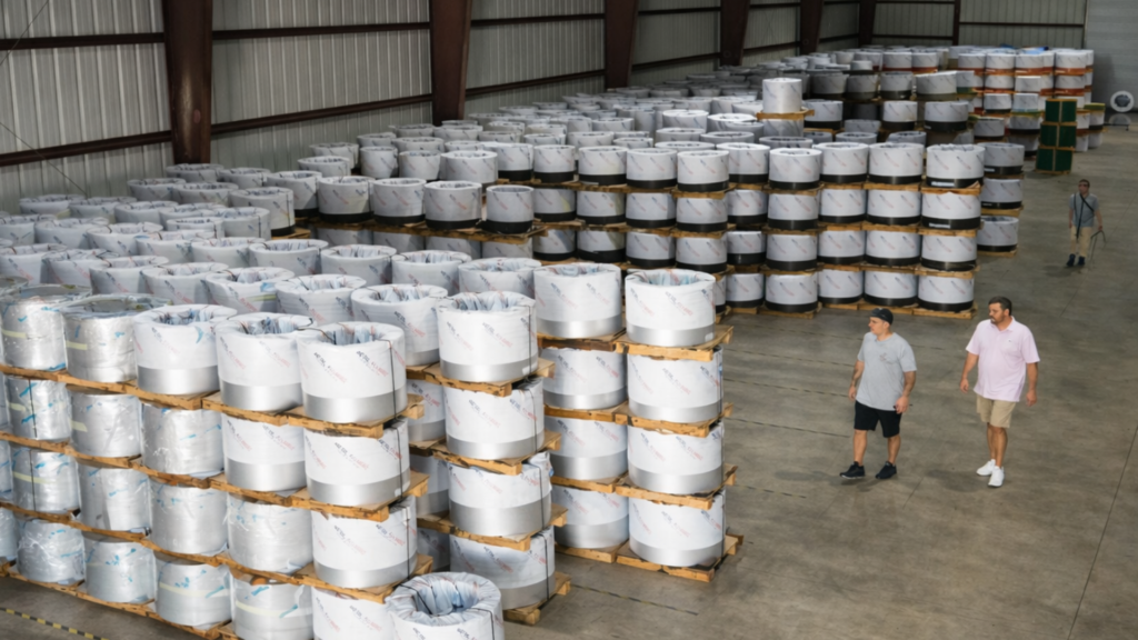 metal fabrication process producing roofing panels for contractors