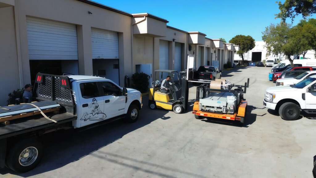 Roofing contractor completing a metal roof installation on a commercial job site