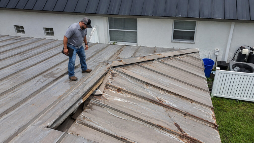 Non-optimized standing seam panels on a commercial roofing project